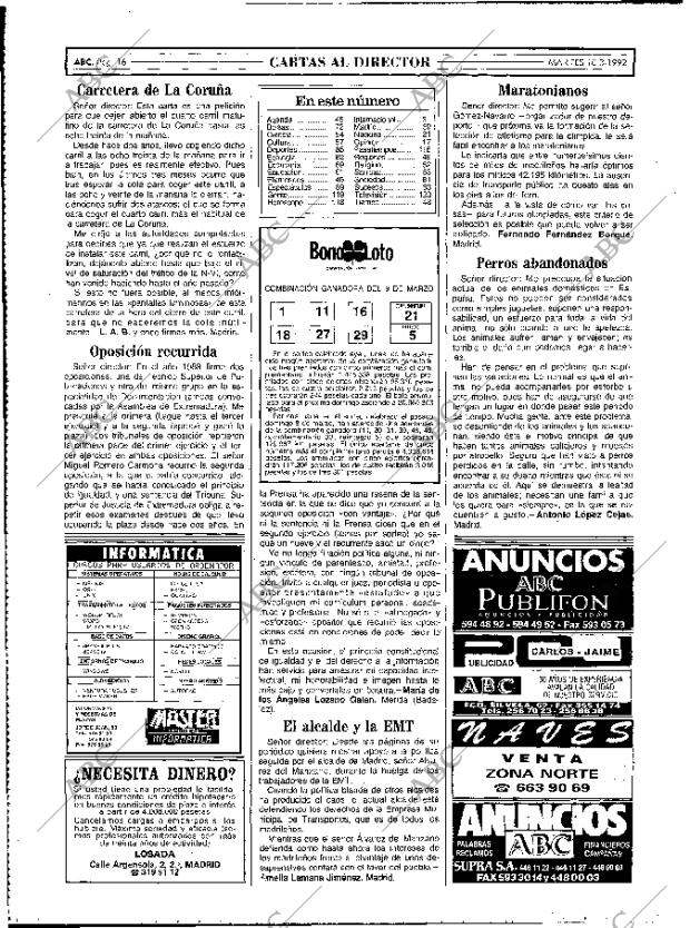 ABC MADRID 10-03-1992 página 16