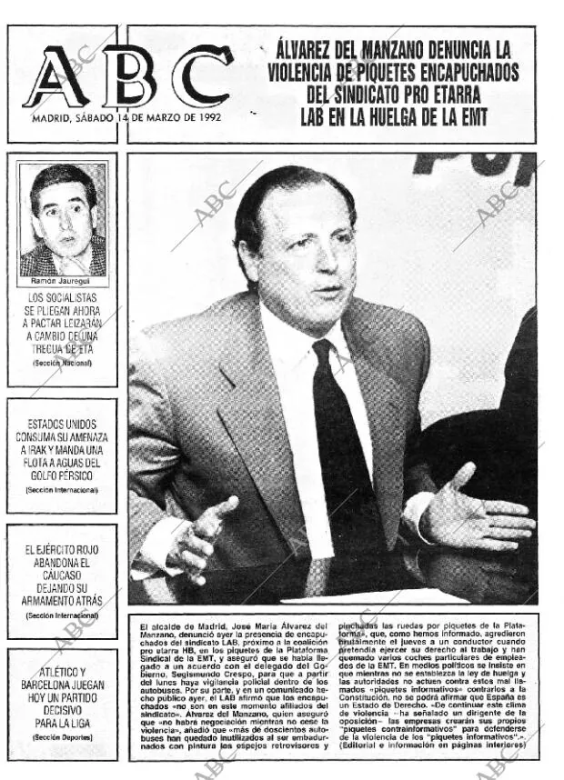 ABC MADRID 14-03-1992 página 1