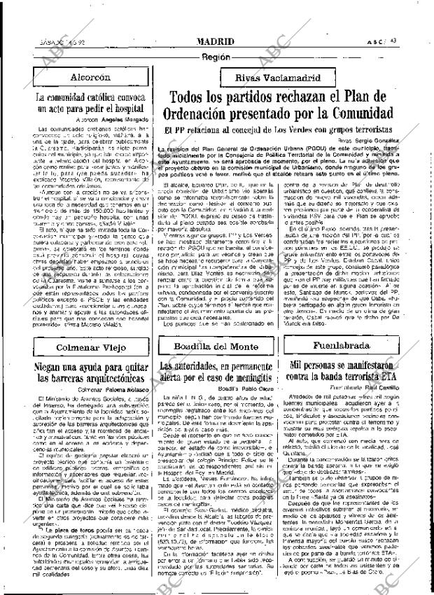 ABC MADRID 14-03-1992 página 43