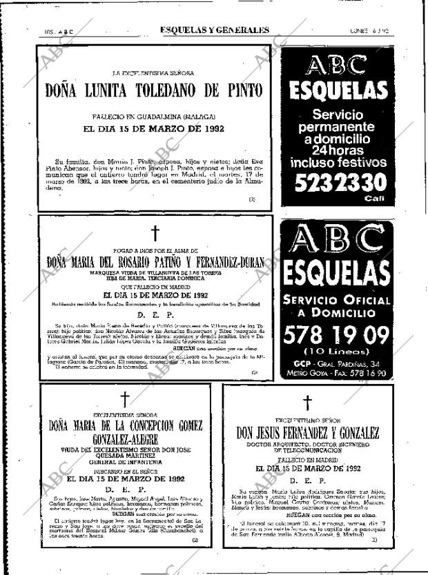 ABC MADRID 16-03-1992 página 108