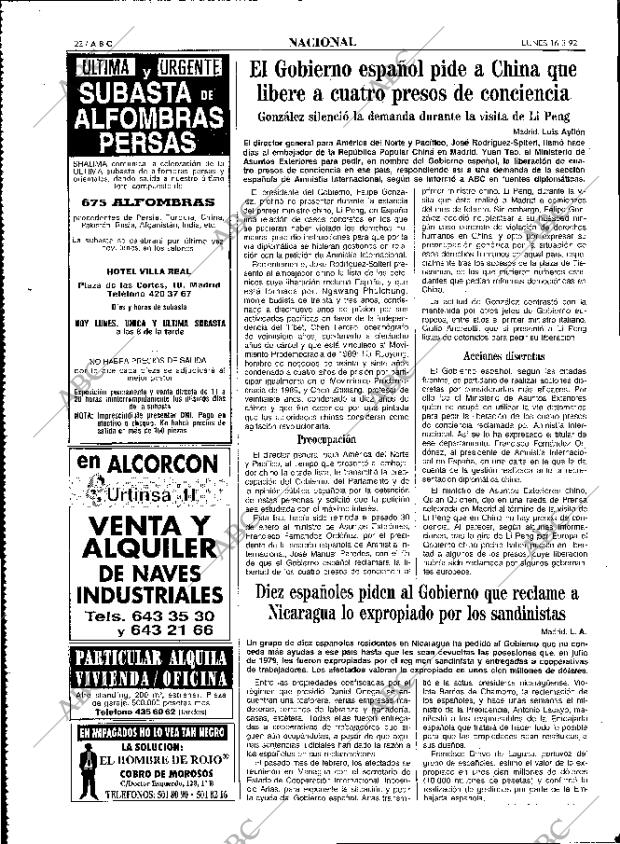 ABC MADRID 16-03-1992 página 22