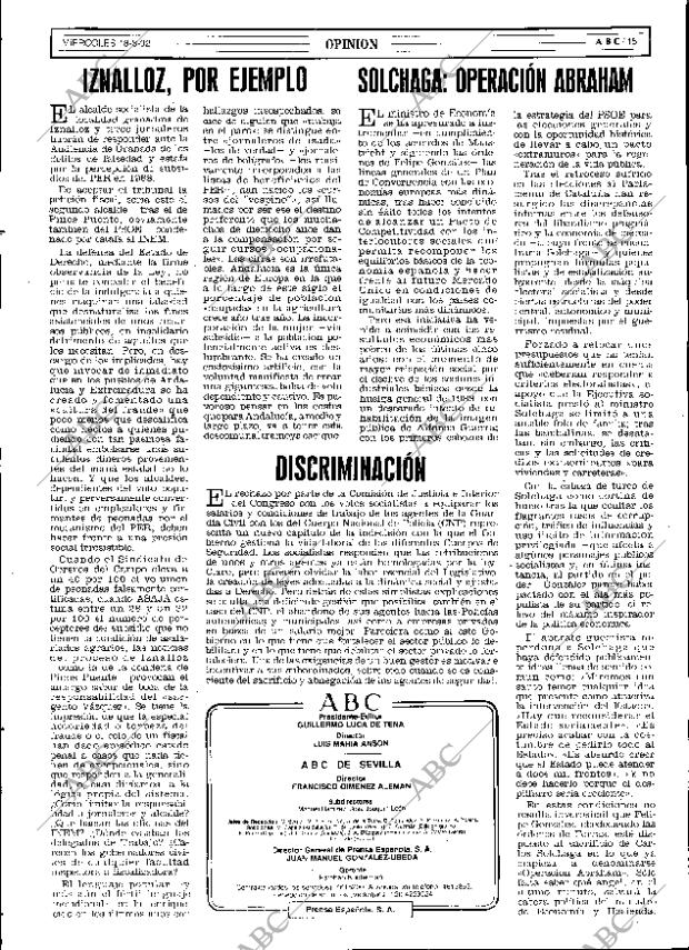 ABC SEVILLA 18-03-1992 página 15