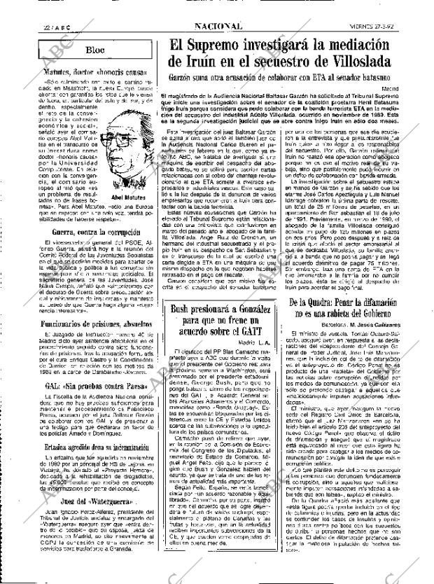 ABC MADRID 27-03-1992 página 22