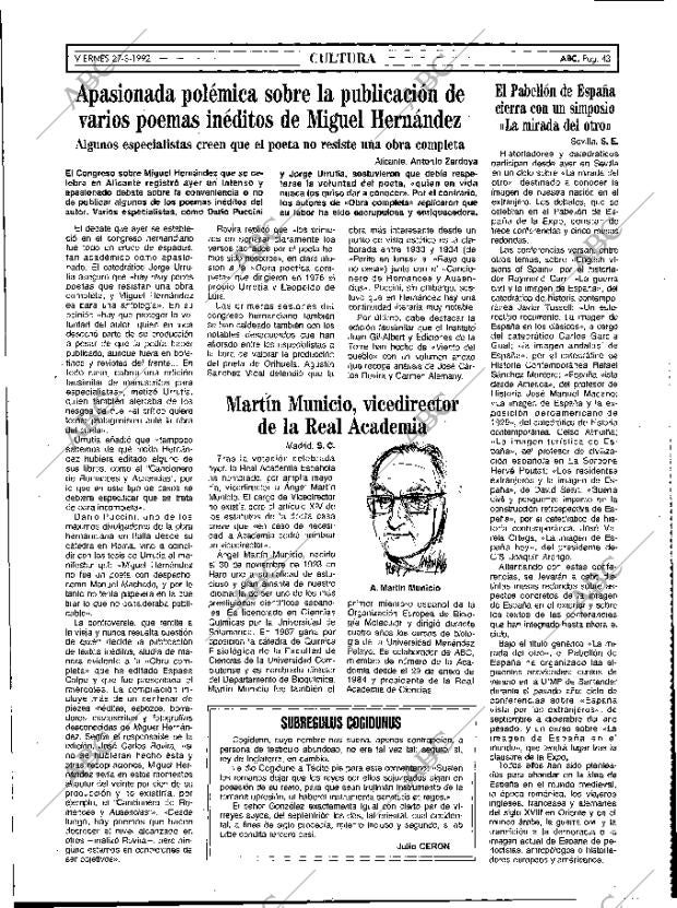 ABC MADRID 27-03-1992 página 43