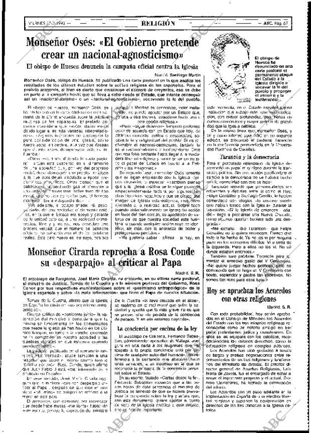 ABC MADRID 27-03-1992 página 67