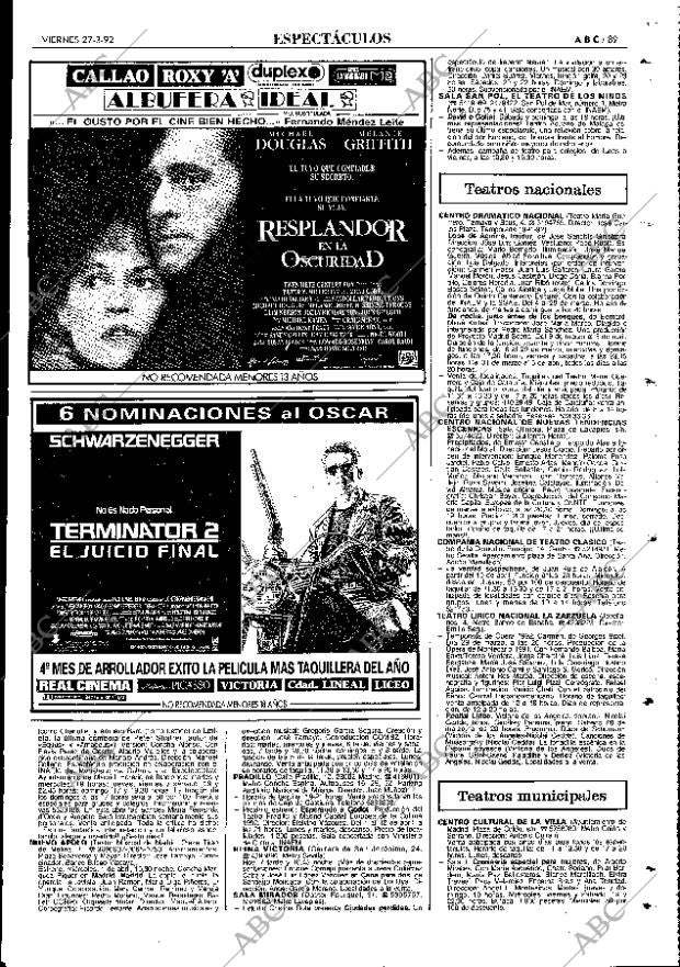 ABC MADRID 27-03-1992 página 89