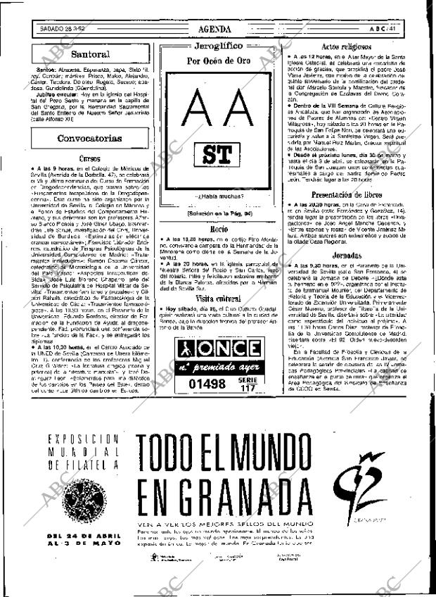 ABC SEVILLA 28-03-1992 página 41