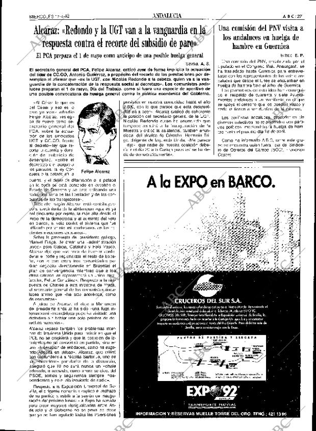ABC SEVILLA 15-04-1992 página 27