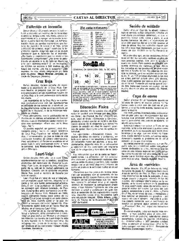 ABC MADRID 16-04-1992 página 12