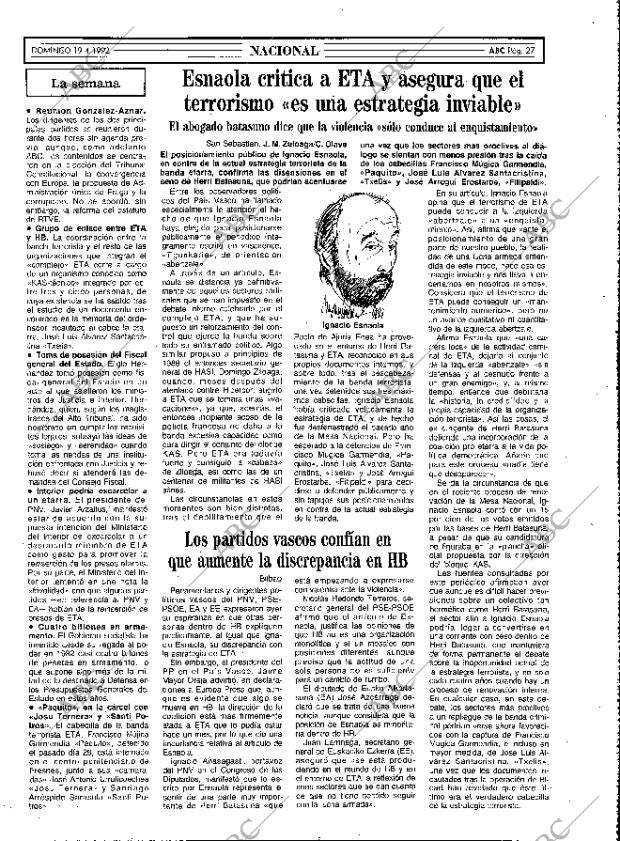 ABC MADRID 19-04-1992 página 27