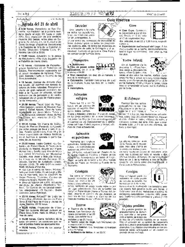 ABC MADRID 21-04-1992 página 74