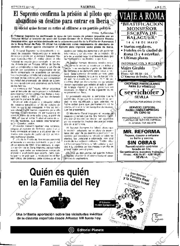 ABC SEVILLA 22-04-1992 página 25