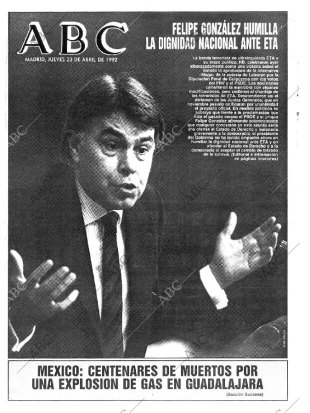 ABC MADRID 23-04-1992 página 1