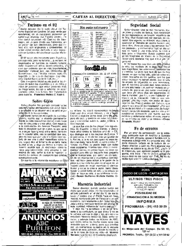 ABC MADRID 23-04-1992 página 16