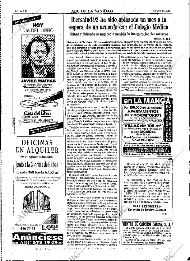 ABC MADRID 23-04-1992 página 62