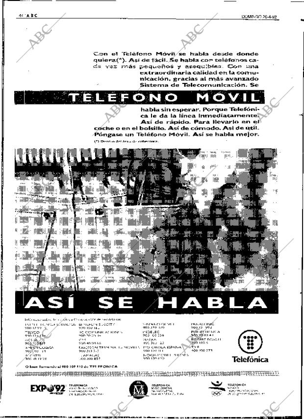 ABC SEVILLA 26-04-1992 página 44