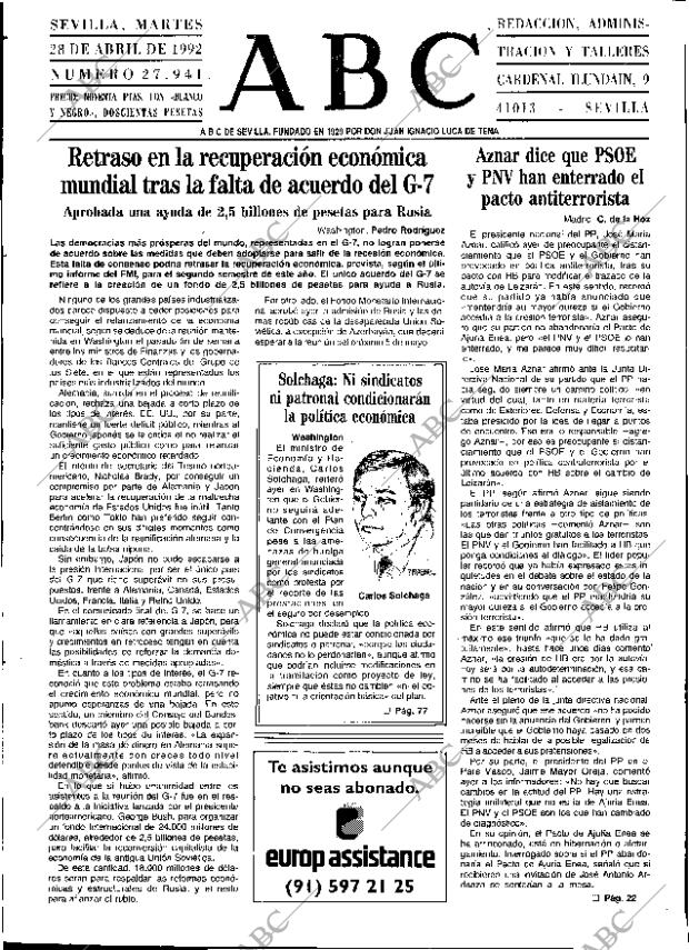 ABC SEVILLA 28-04-1992 página 15
