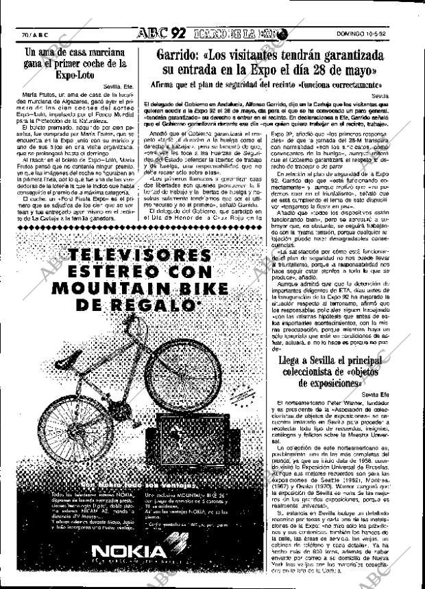 ABC SEVILLA 10-05-1992 página 70