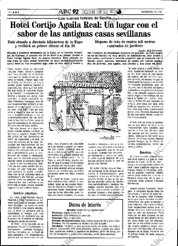 ABC SEVILLA 10-05-1992 página 74
