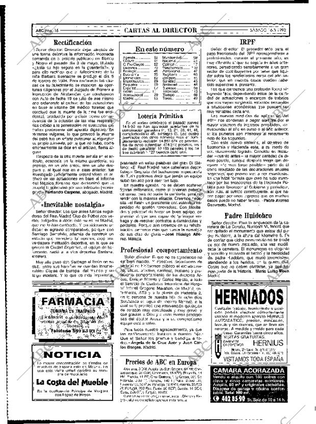 ABC MADRID 16-05-1992 página 16