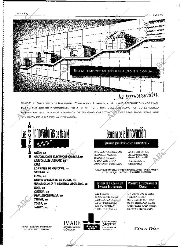 ABC MADRID 26-05-1992 página 64