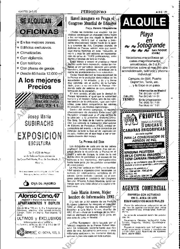 ABC MADRID 26-05-1992 página 89