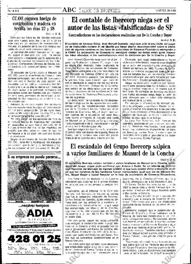 ABC SEVILLA 26-05-1992 página 74