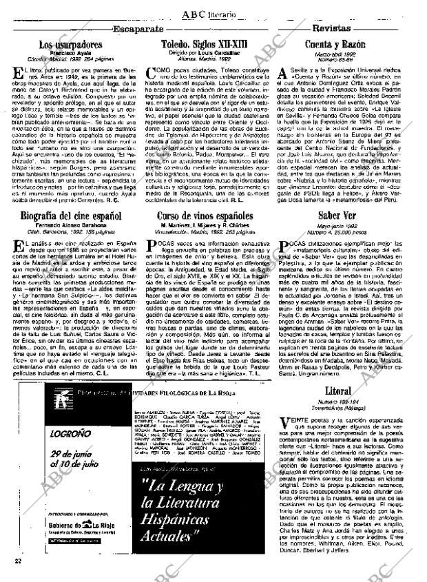 CULTURAL MADRID 12-06-1992 página 22