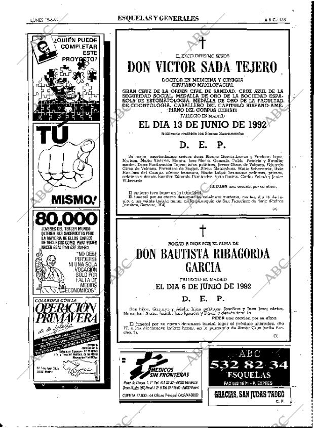 ABC MADRID 15-06-1992 página 133