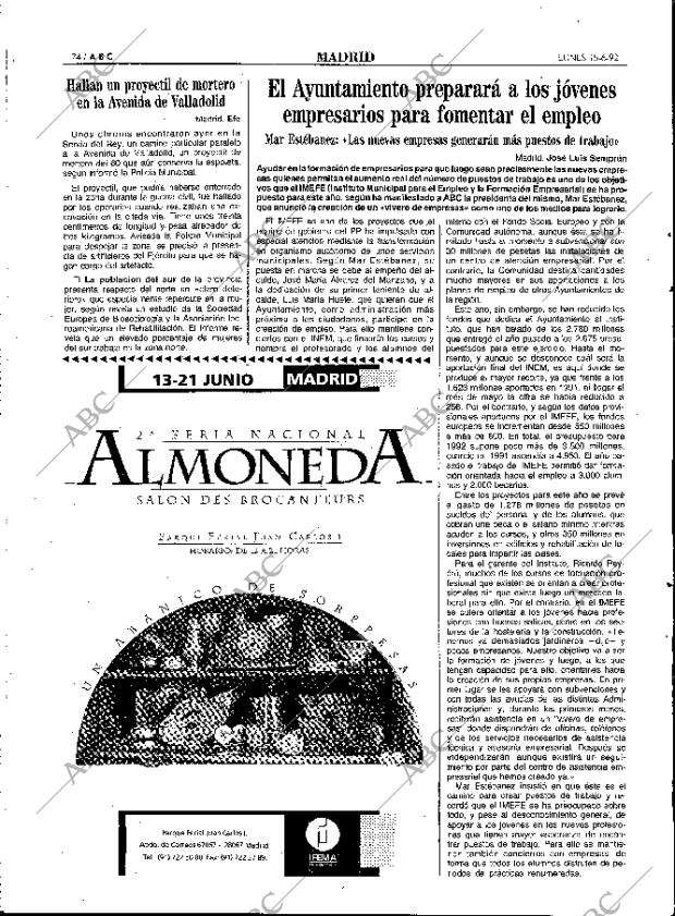 ABC MADRID 15-06-1992 página 74