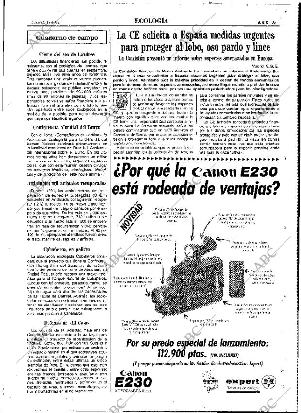 ABC MADRID 18-06-1992 página 93