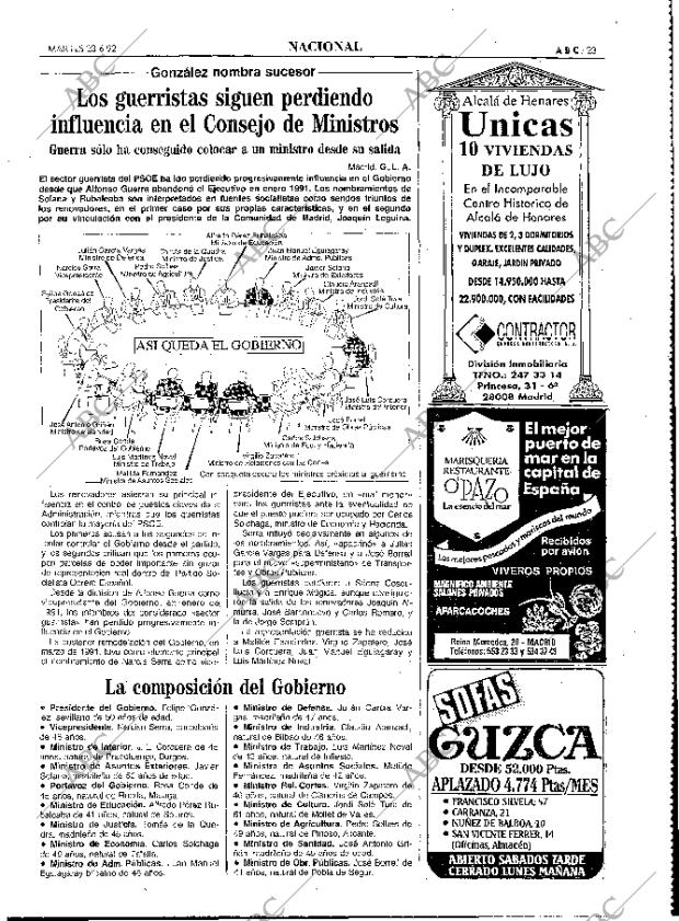 ABC MADRID 23-06-1992 página 23