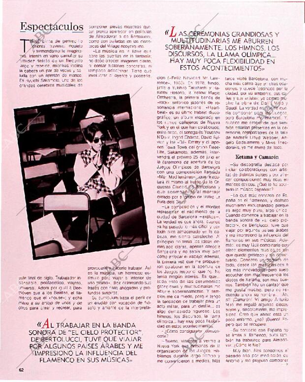 BLANCO Y NEGRO MADRID 12-07-1992 página 62