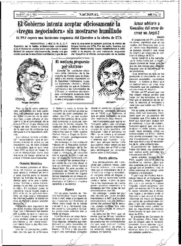 ABC MADRID 14-07-1992 página 21