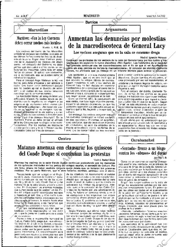 ABC MADRID 14-07-1992 página 64