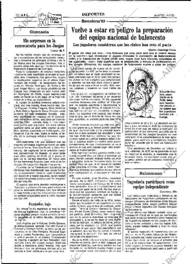 ABC MADRID 14-07-1992 página 92