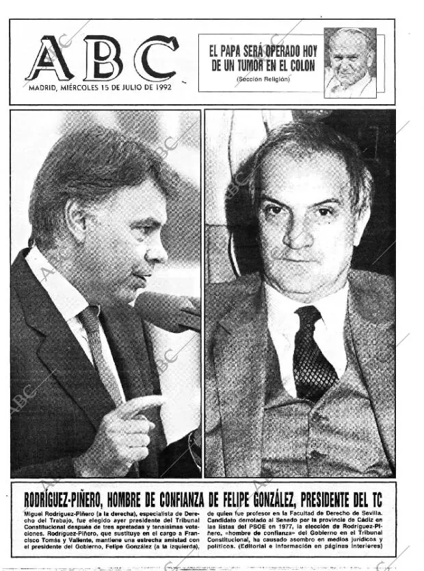 ABC MADRID 15-07-1992 página 1