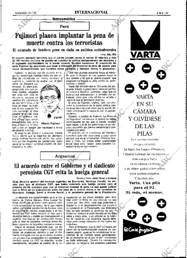 ABC MADRID 19-07-1992 página 39