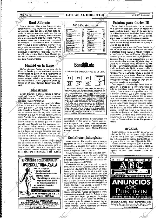 ABC MADRID 21-07-1992 página 12