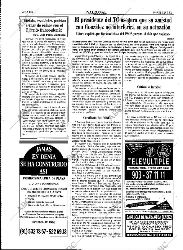ABC MADRID 21-07-1992 página 20