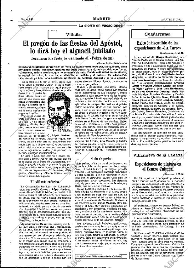 ABC MADRID 21-07-1992 página 76