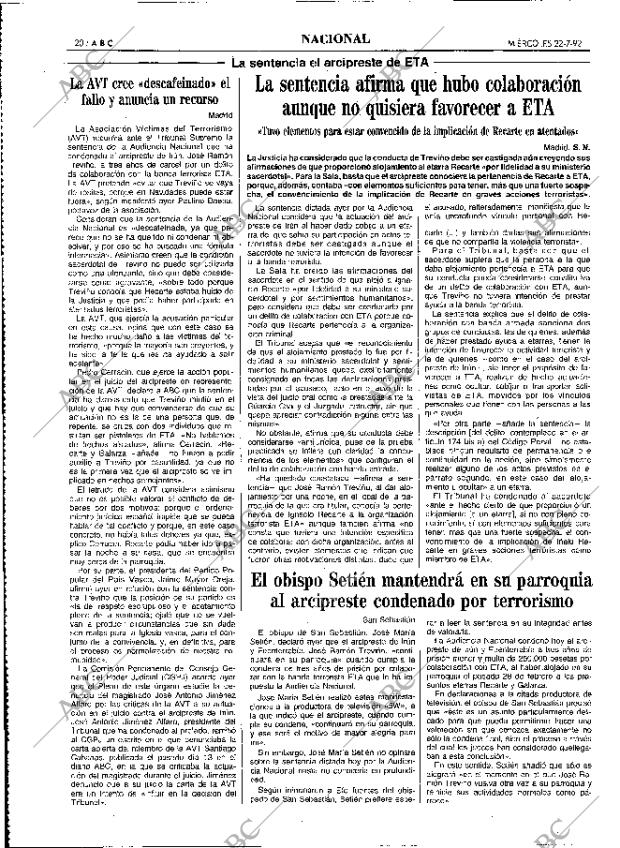 ABC MADRID 22-07-1992 página 20