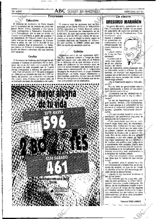ABC MADRID 22-07-1992 página 50