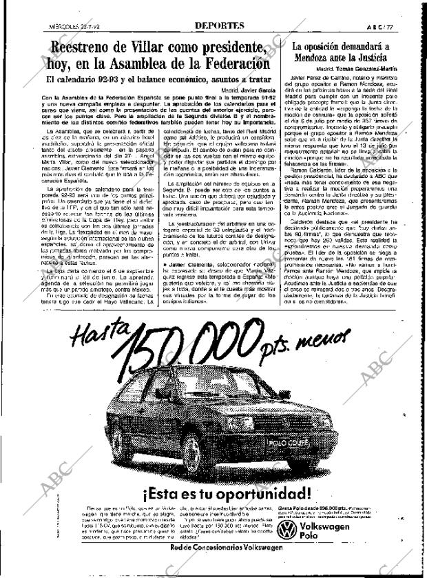 ABC MADRID 22-07-1992 página 77