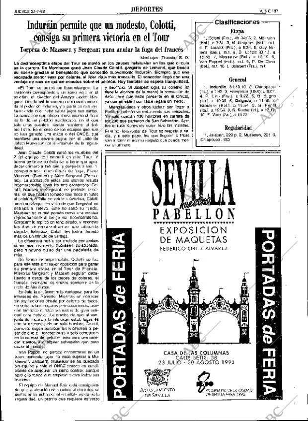 ABC SEVILLA 23-07-1992 página 87