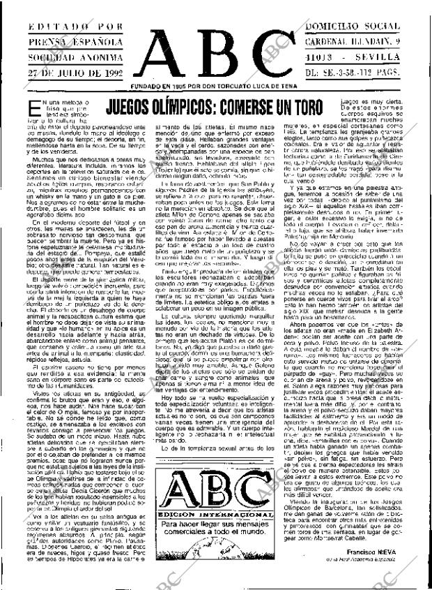 ABC SEVILLA 27-07-1992 página 3