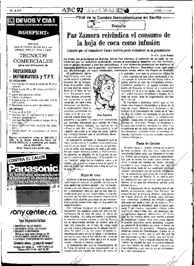 ABC SEVILLA 27-07-1992 página 58