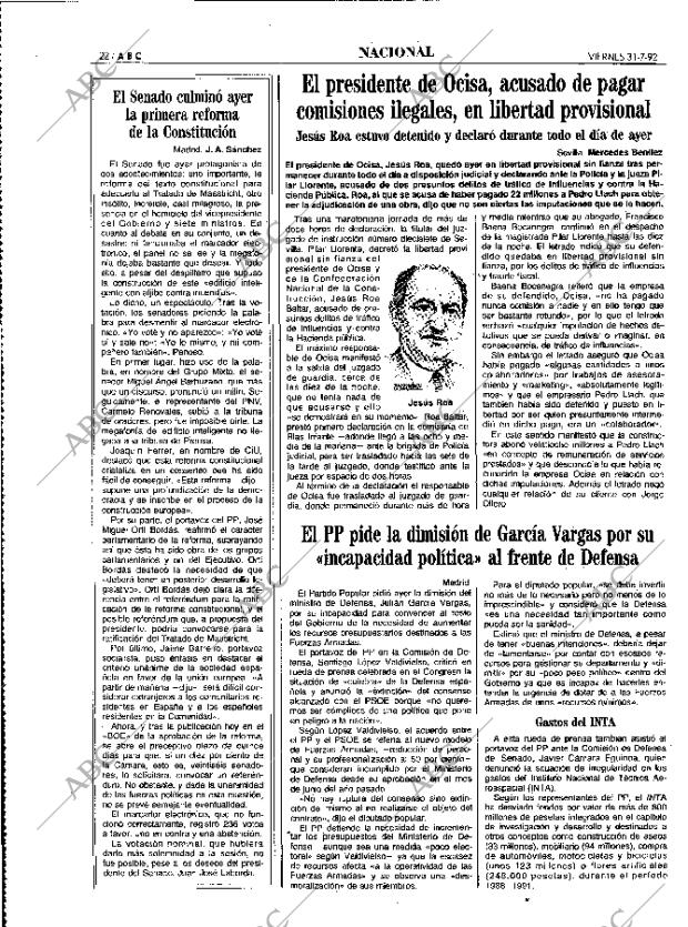 ABC MADRID 31-07-1992 página 22