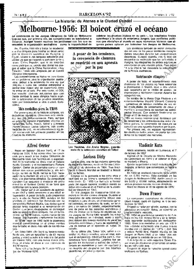 ABC MADRID 31-07-1992 página 74