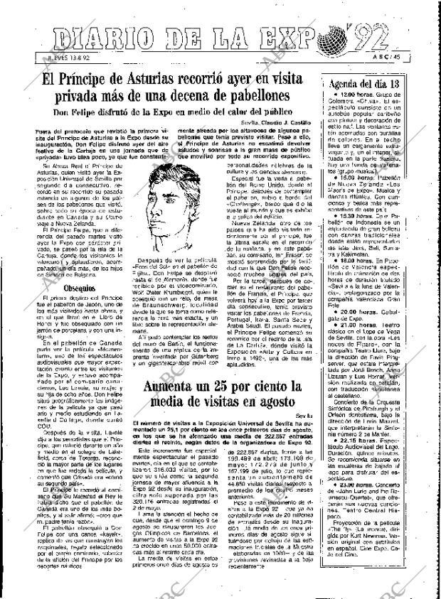 ABC MADRID 13-08-1992 página 45